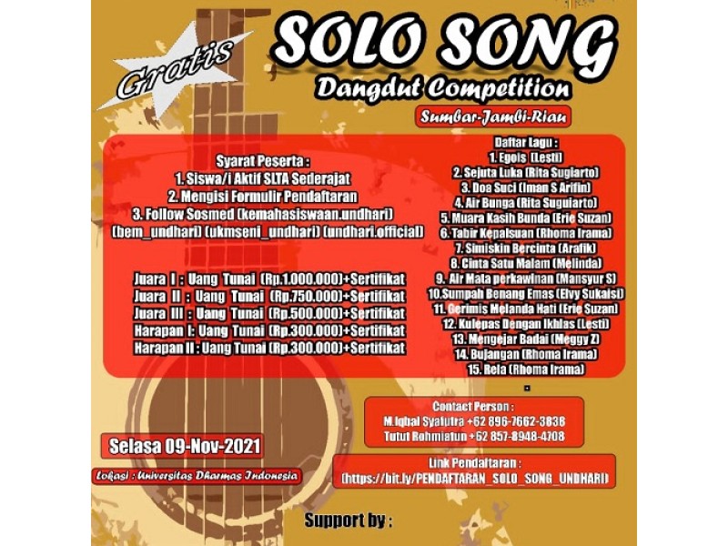 SMARAK Juara Solo Song Dangdut Comptition di Universitas Dharmas Indonesia 